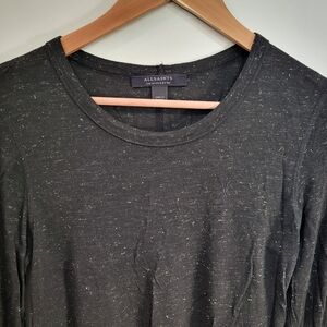 AllSaints Brown Gold-speckled Long Sleeve Shirt S